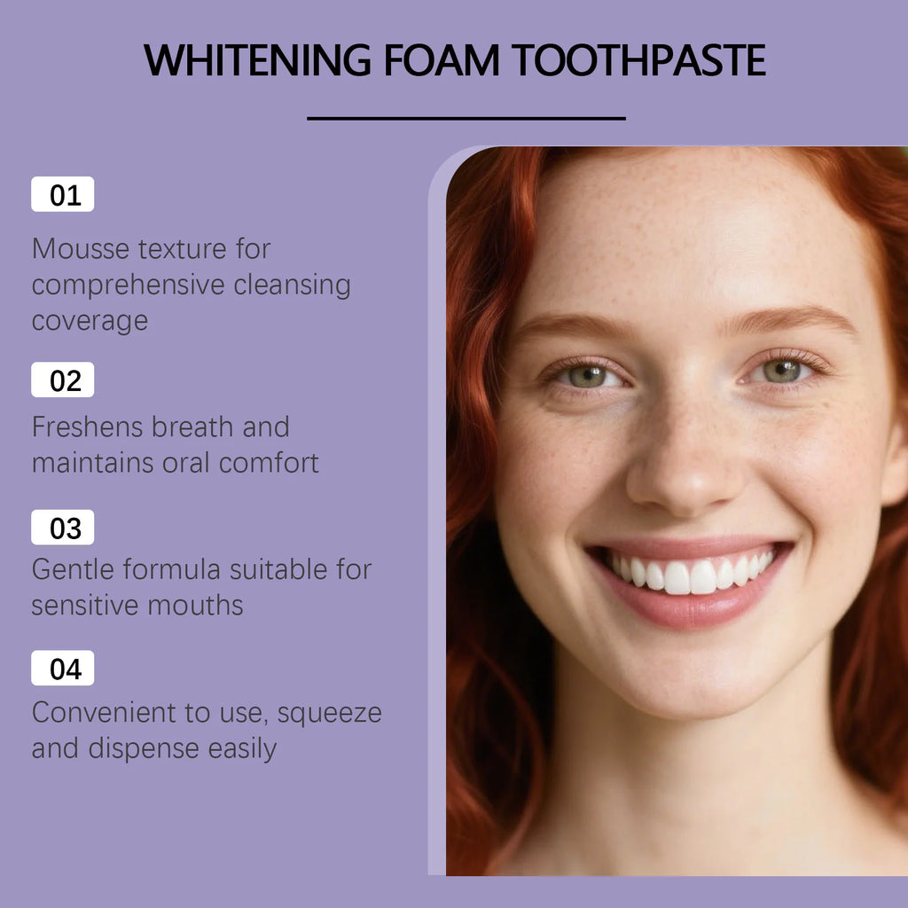 9D Purple Tooth Mousse WHITENING FOAM TOOTHPASTE 10% Hydroxyapatite Fresh Breath Travel Teeth Whitening Stain Removal Oral Care