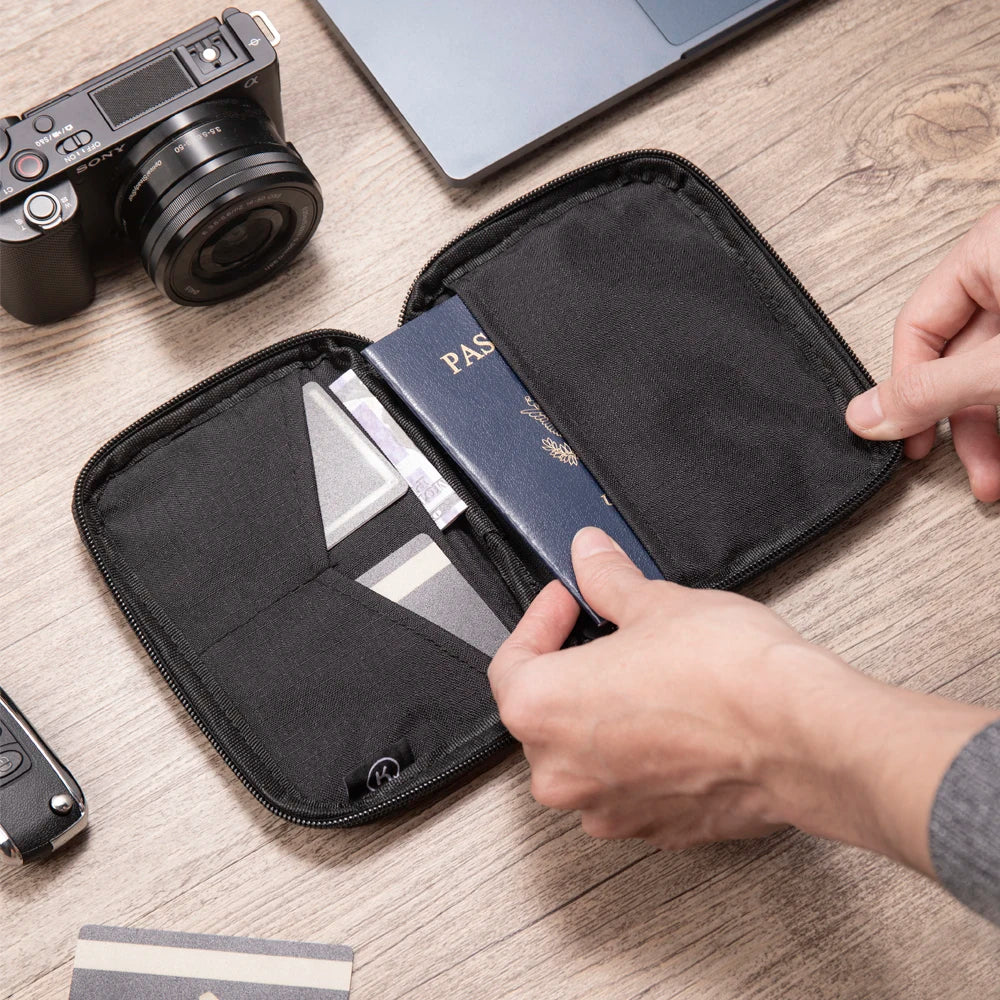 Passport Pouch，Travel Wallet with RFID Blocking - Premium Document Organizer Case for Men and Women - Holds Passports, Cards