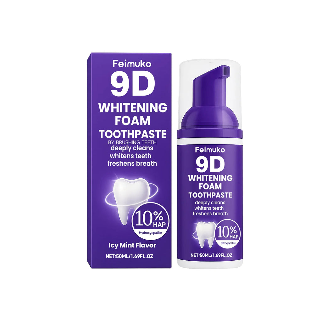 9D Purple Tooth Mousse WHITENING FOAM TOOTHPASTE 10% Hydroxyapatite Fresh Breath Travel Teeth Whitening Stain Removal Oral Care
