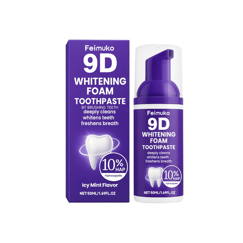 9D Purple Tooth Mousse WHITENING FOAM TOOTHPASTE 10% Hydroxyapatite Fresh Breath Travel Teeth Whitening Stain Removal Oral Care
